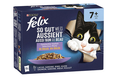 Image of Felix so gut wie Senior Katzenfutter in Gelee assortiert 12x85g