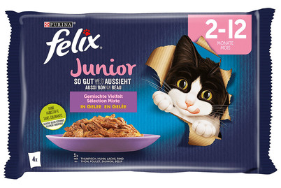 Image of Felix Junior So gut wie Katzenfutter in Gelee assortiert 4x85g bei JUMBO