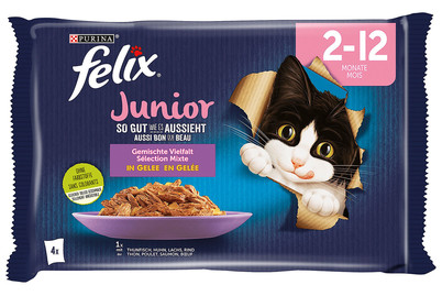 Image of Felix Junior So gut wie Katzenfutter in Gelee assortiert 4x85g