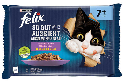 Image of Felix So gut wie Senior Katzenfutter in Gelee assortiert 4x85g