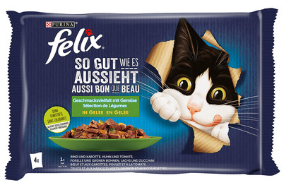 Image of Felix So gut wie Katzenfutter in Gelee assortiert 4x85g bei JUMBO