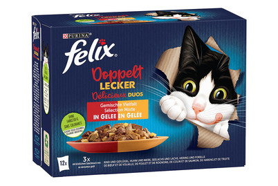 Image of Felix Doppelt Lecker Katzenfutter in Gelée assortiert 12x85g bei JUMBO