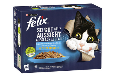 Image of Felix so gut wie Katzenfutter in Gelee Fisch 12x85g bei JUMBO
