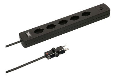 Image of Steckdosenleiste Safety Line mit USB A+C schwarz bei JUMBO