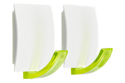 Image of Klebehaken Quadratisch weiss-grün.2 ST bei JUMBO