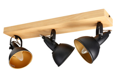 Image of Deckenlampe Spot Motta Holz-Metall schwarz bei JUMBO