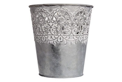 Image of Uebertopf Verziert H 15,5 D 15Cm Zink bei JUMBO