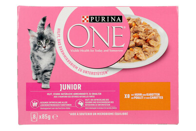 Image of Purina ONE Nass Katzenfutter Junior Huhn & Karotten 8x85g bei JUMBO