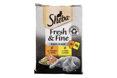 Image of Sheba Fresh&Fine Katzenfutter in Gelée Truthan & Huhn 6x50g bei JUMBO