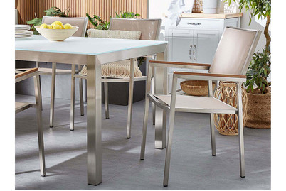 Image of Beliani Gartenstuhl beige 2er Set Edelstahl Grosseto bei JUMBO