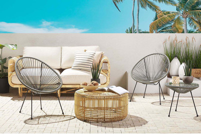 Image of Beliani Rattanmöbel Set Kunststoff dunkelgrau Acapulco II bei JUMBO