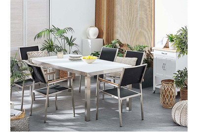 Image of Beliani Gartenstuhl schwarz 6er Set Edelstahl Grosseto bei JUMBO