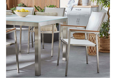 Image of Beliani Gartenstuhl weiss 2er Set Edelstahl Grosseto bei JUMBO