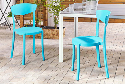 Image of Beliani Esszimmerstuhl Kunststoff blau 2er Set Vieste bei JUMBO