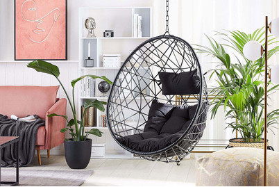 Image of Beliani Hängesessel Rattan schwarz ø 94 cm Alatri bei JUMBO