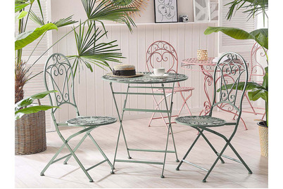 Image of Beliani Gartentisch grün Metall 70 cm zusammenklappbar Trento bei JUMBO