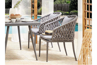 Image of Beliani Gartenstuhl Aluminium / Flechtseil grau 2er Set Lipari bei JUMBO