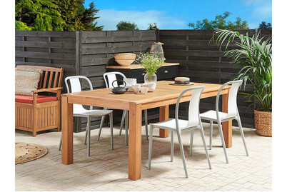 Image of Beliani Gartenstuhl Kunststoff weiss / grau 4er Set Spezia bei JUMBO