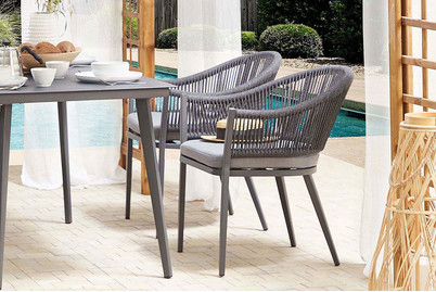 Image of Beliani Gartenstuhl Aluminium / Flechtseil grau 2er Set Mileto bei JUMBO