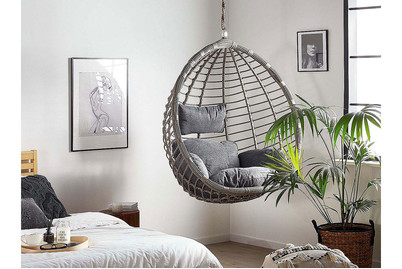 Image of Beliani Hängesessel Rattan grau ø 106 cm Tollo bei JUMBO