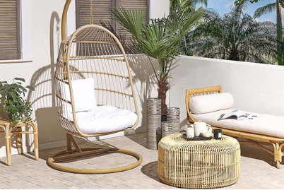 Image of Beliani Hängesessel mit Gestell ø 102 cm Flechtseil natürlich Allera bei JUMBO