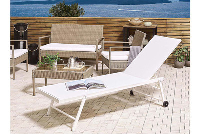 Image of Beliani Gartenliege Aluminium Textilbespannung weiss Portofino bei JUMBO