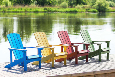 Image of Beliani Gartenstuhl Kunstholz rot Adirondack bei JUMBO