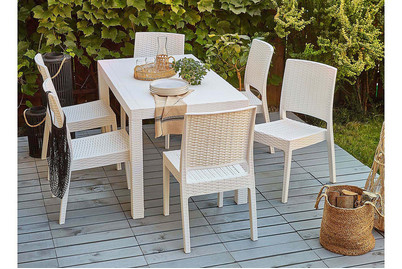 Image of Beliani Gartenmöbel Set Rattanoptik weiss 6-Sitzer Fossano bei JUMBO
