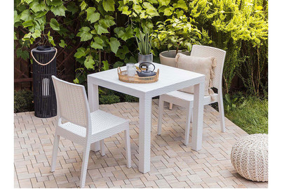 Image of Beliani Gartenstuhl Rattanoptik weiss 2er Set Fossano bei JUMBO
