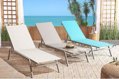 Image of Beliani Gartenliege Stahl Textilbespannung weiss Noli bei JUMBO