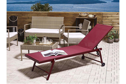 Image of Beliani Gartenliege Aluminium Textilbespannung rot Portofino bei JUMBO