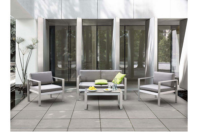 Image of Beliani Gartensofa Aluminium 2-Sitzer Auflagen hellgrau Salerno bei JUMBO