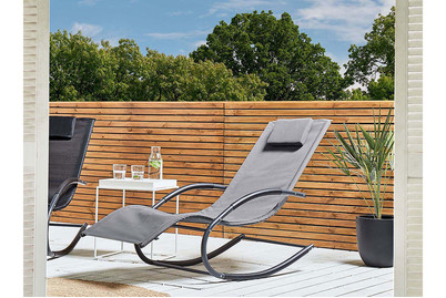 Image of Beliani Gartenliege Stahl Textilbespannung hellgrau Schaukelfunktion Carano II bei JUMBO