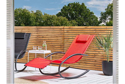Image of Beliani Gartenliege Stahl Textilbespannung rot Schaukelfunktion Carano II bei JUMBO