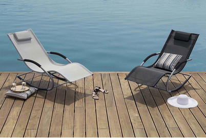 Image of Beliani Gartenliege grau Textil Schaukelfunktion Carano bei JUMBO