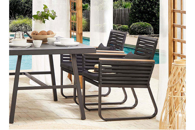 Image of Beliani Gartenstuhl Aluminium / Flechtseil schwarz 2er Set Canetto bei JUMBO