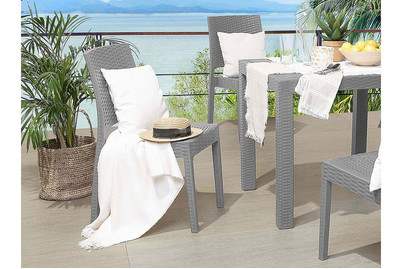 Image of Beliani Gartenstuhl Rattanoptik hellgrau 4er Set Fossano bei JUMBO