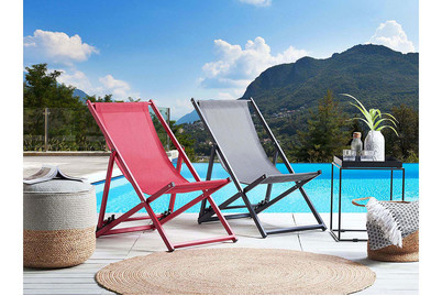 Image of Beliani Gartenliege rot roter Rahmen Locri bei JUMBO