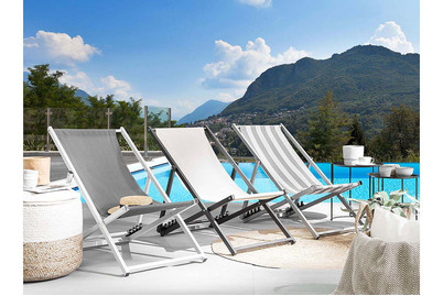 Image of Beliani Gartenliege grau weisser Rahmen Locri bei JUMBO