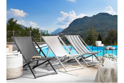 Image of Beliani Gartenliege cremeweiss weisser Rahmen Locri bei JUMBO