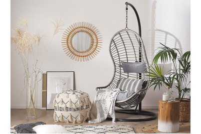 Image of Beliani Hängesessel mit Gestell Rattan grau ø 97 cm Pineto bei JUMBO