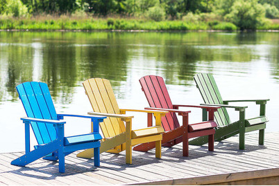 Image of Beliani Gartenstuhl Kunstholz blau Adirondack bei JUMBO
