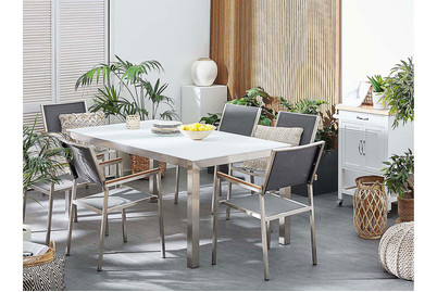 Image of Beliani Gartenstuhl grau 6er Set Edelstahl Grosseto bei JUMBO