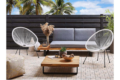 Image of Beliani Rattanstuhl Kunststoff weiss 2er Set ø 70 cm Acapulco II bei JUMBO