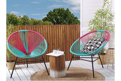 Image of Beliani Rattanstuhl Kunststoff rosa / türkis 2er Set ø 76 cm Acapulco bei JUMBO