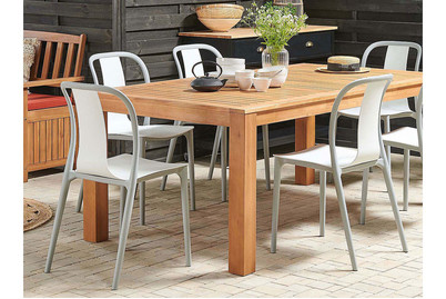 Image of Beliani Gartenstuhl Kunststoff weiss / grau 2er Set Spezia bei JUMBO