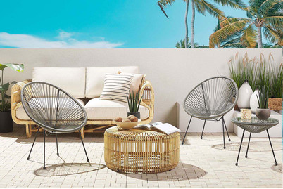 Image of Beliani Rattanstuhl Kunststoff dunkelgrau 2er Set ø 70 cm Acapulco II bei JUMBO