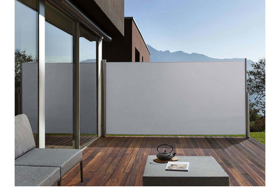 Image of Beliani Seitenmarkise hellgrau ausziehbar 180 x 300 cm Dorio bei JUMBO