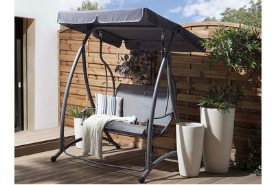 Image of Beliani Hollywoodschaukel Sonnendach grau Tesero bei JUMBO
