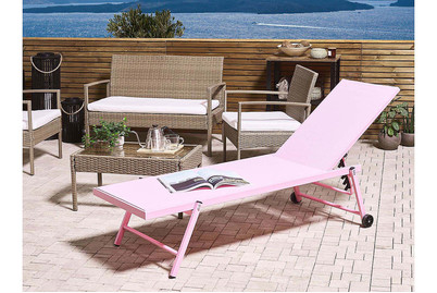 Image of Beliani Gartenliege Aluminium Textilbespannung rosa Portofino bei JUMBO